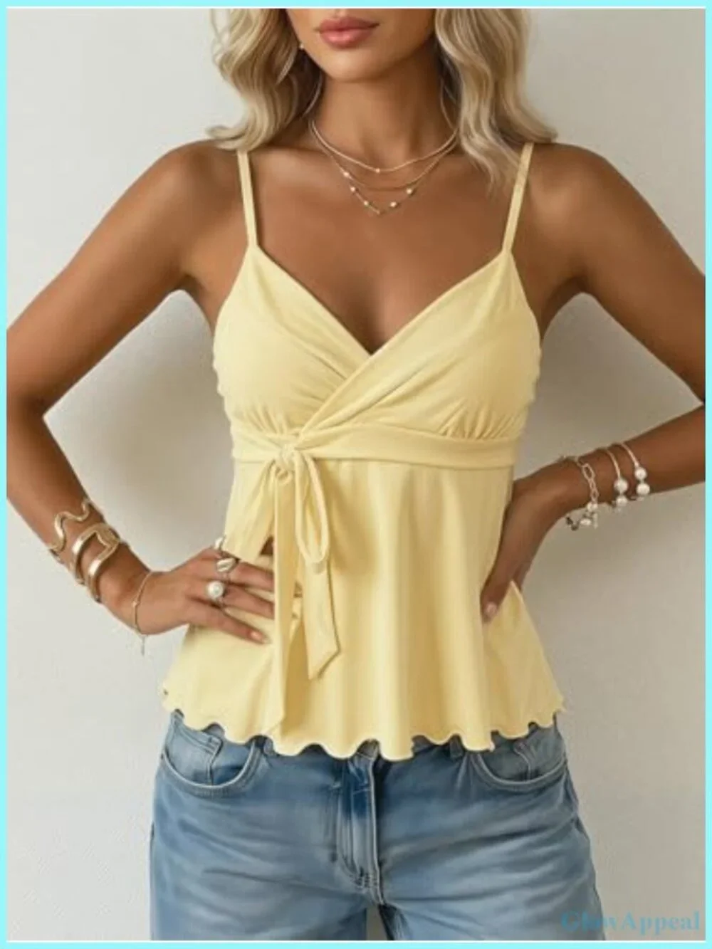 Sleeveless V-Neck Peplum Crop Wrap Top Cute Summer Tie Front Tank Camisole